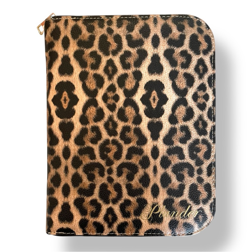 Plunder Brown and Black Travel Jewelry Bag with Bold Animal Print